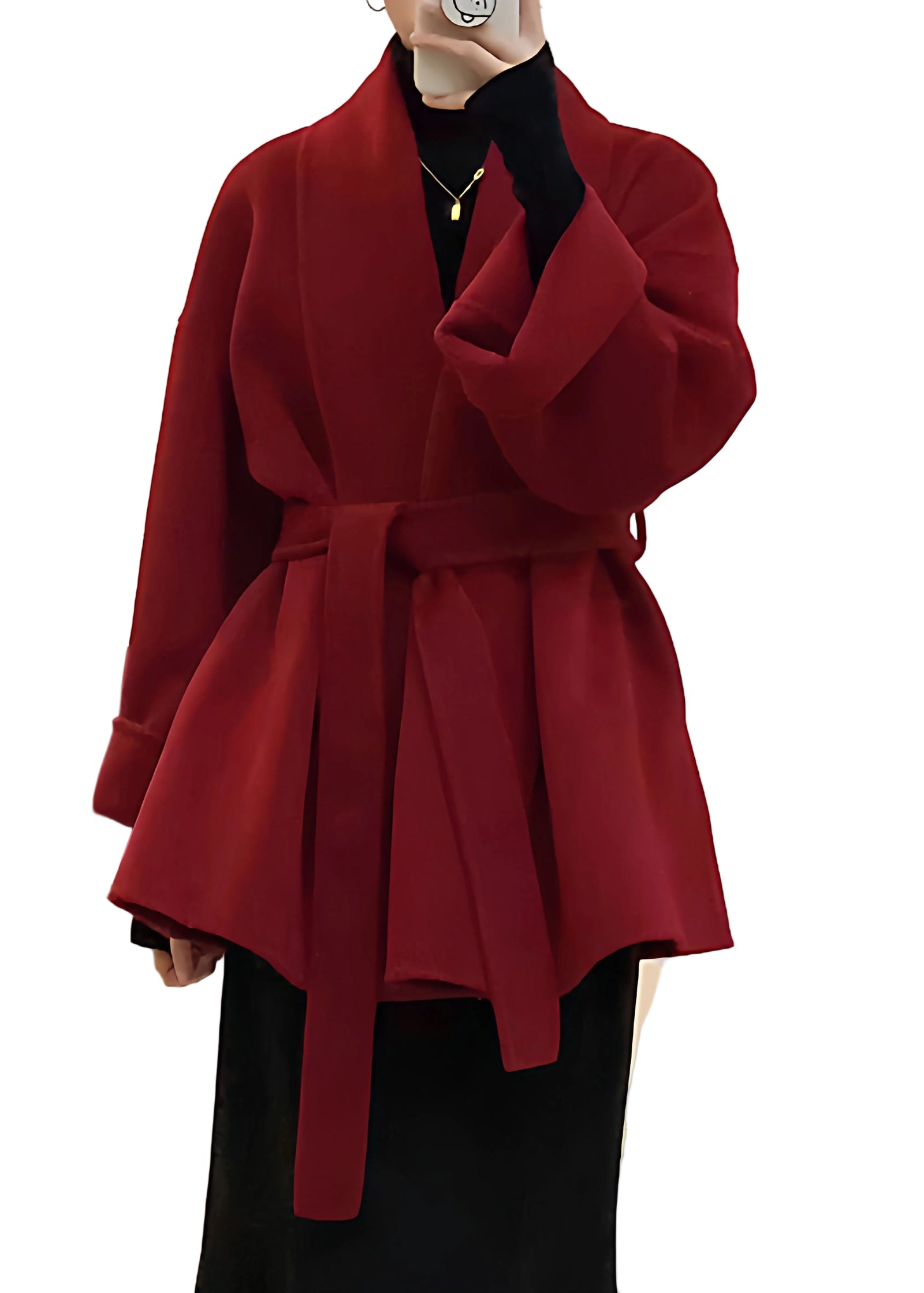 Manteau Femme Coupe Ample Col V avec Poches Automne 0