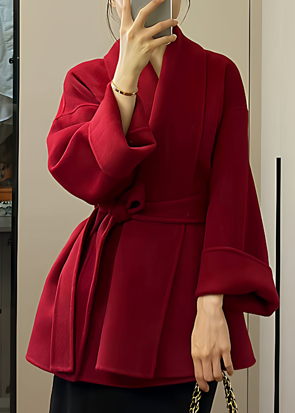 Manteau Femme Coupe Ample Col V avec Poches Automne 1