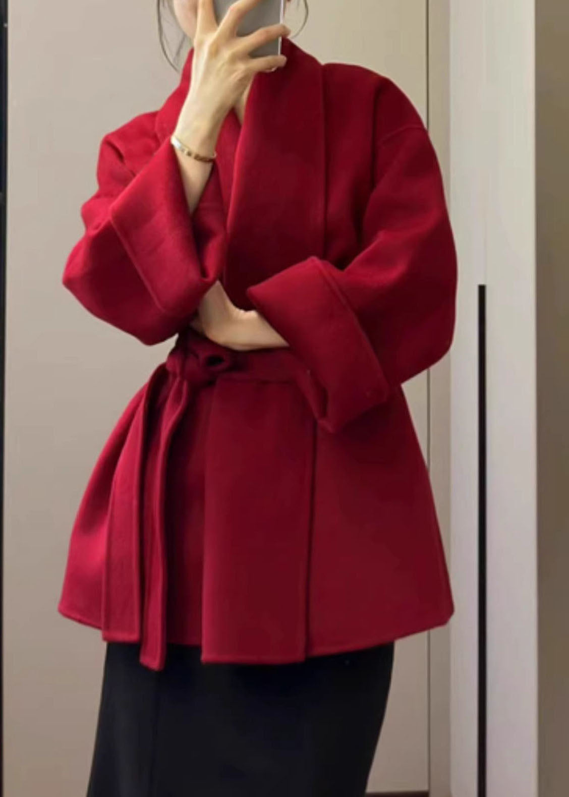 Manteau Femme Coupe Ample Col V avec Poches Automne 2
