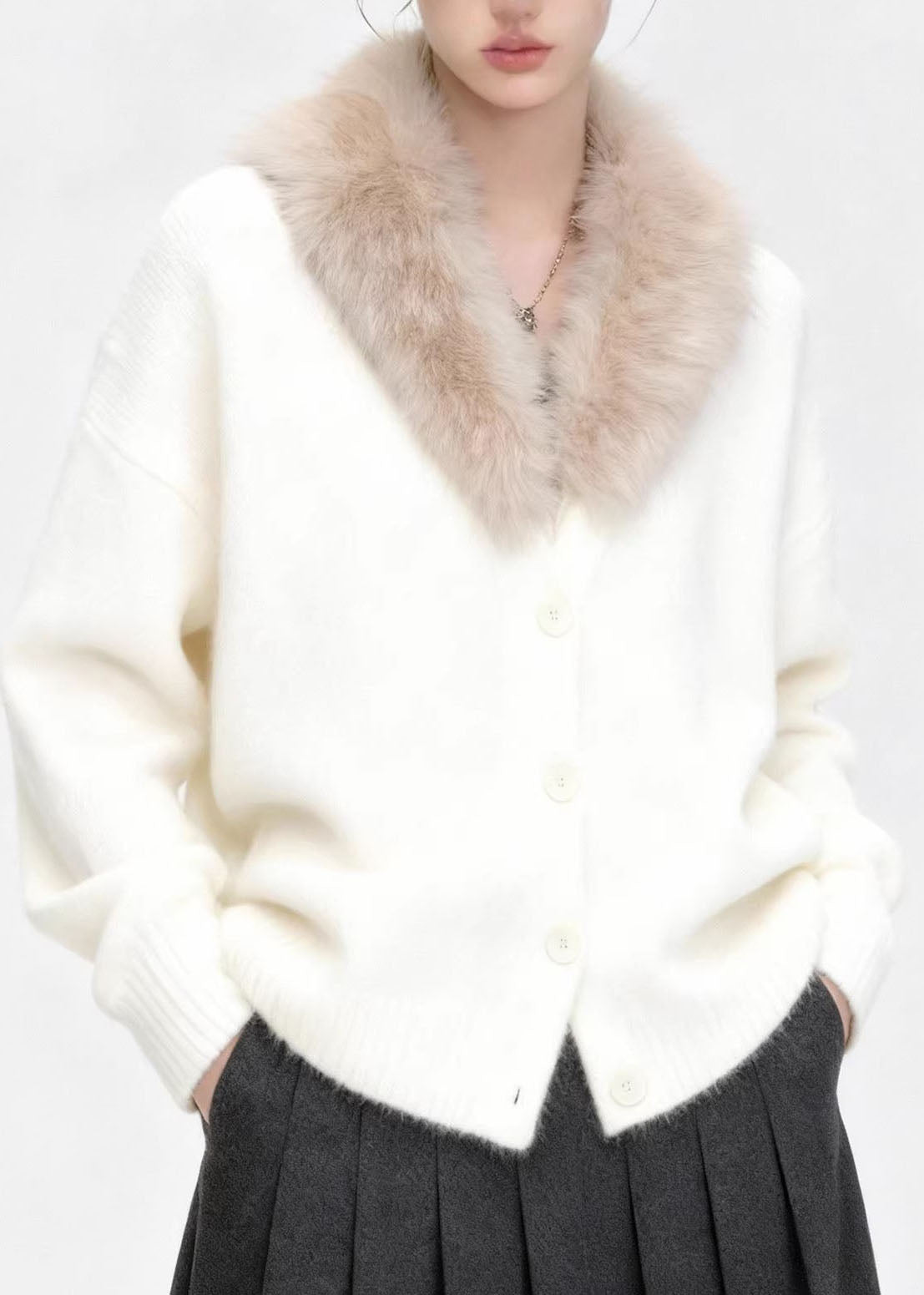 Manteau Femme Décontracté à Col Fourrure 1