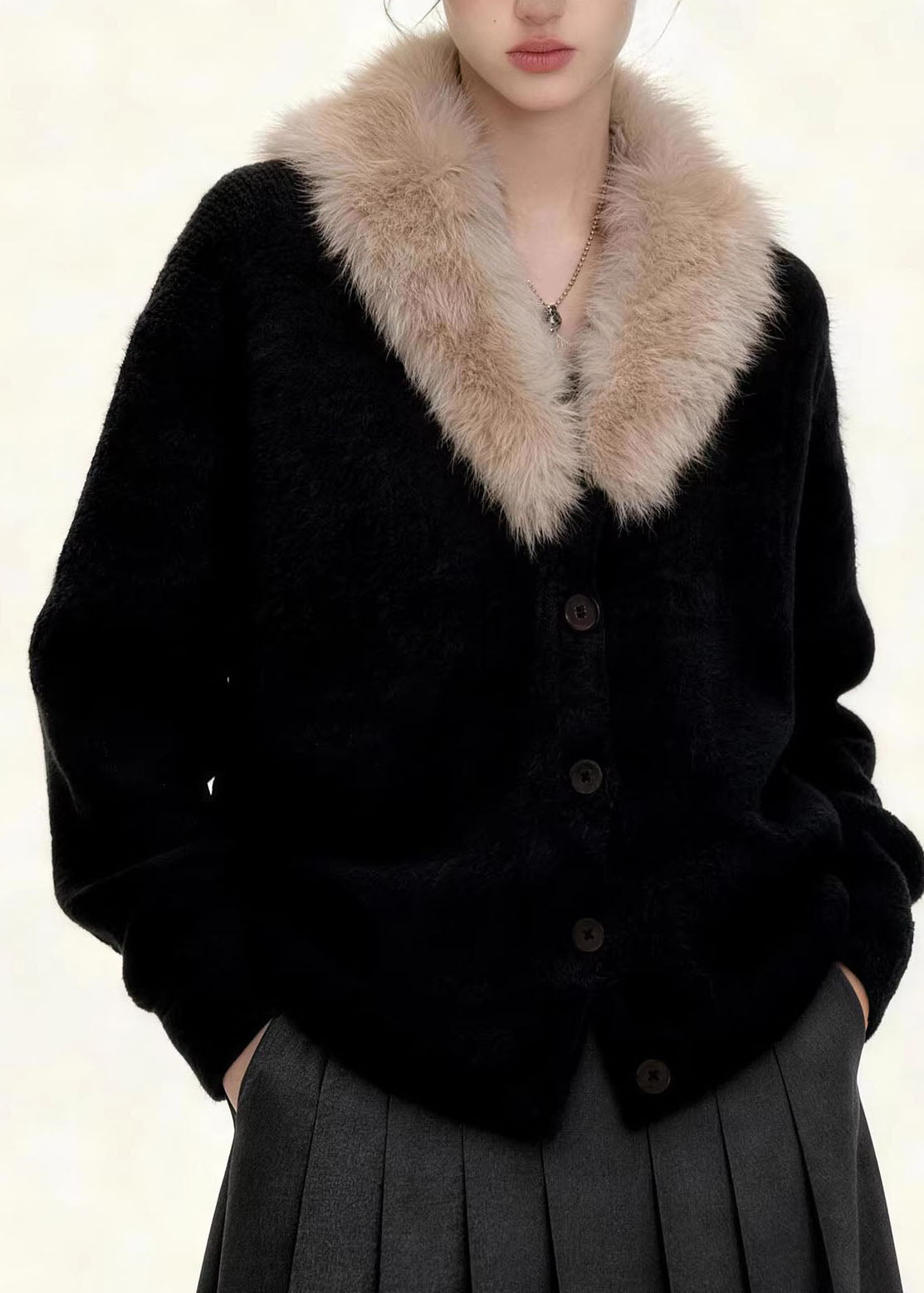 Manteau Femme Décontracté à Col Fourrure 2