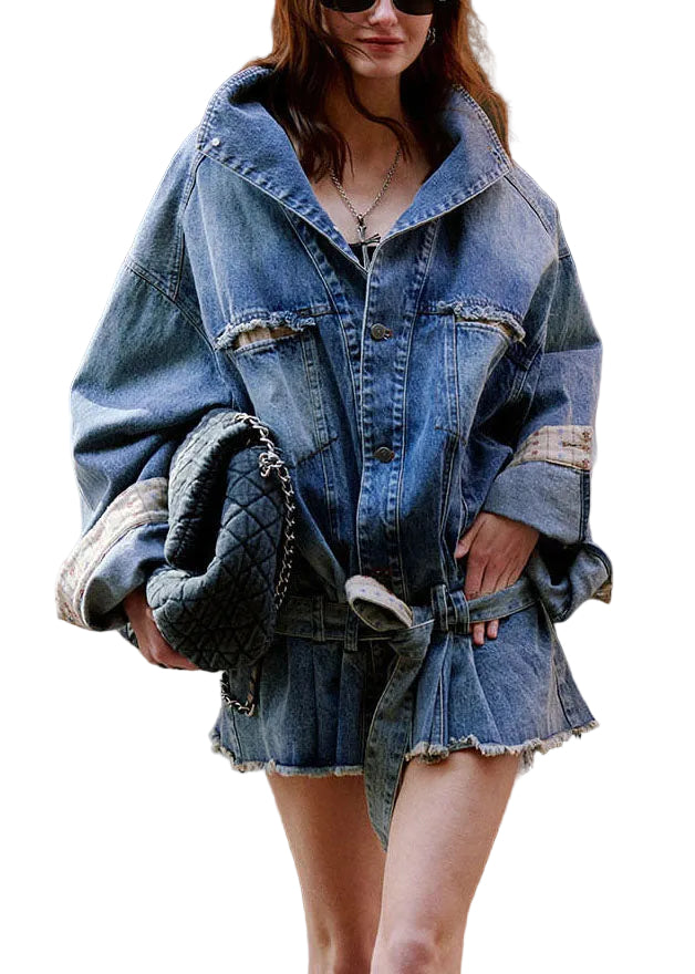 Manteau Femme Denim Coupe Ajustée Col Peter Pan 0