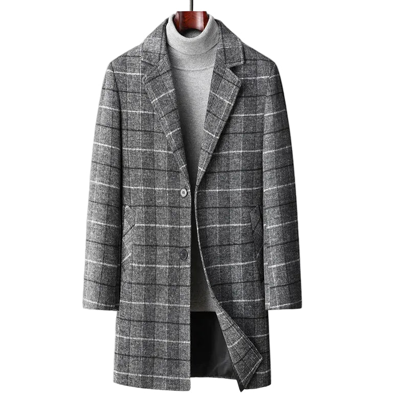 Manteau Femme Hiver Mi-Long à Carreaux Chic 0