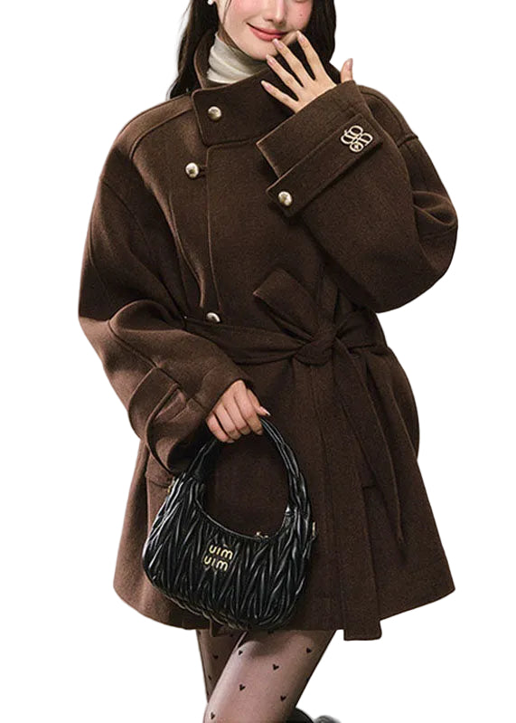 Manteau Femme Manches Longues avec Poches et Ceinture à Nouer 0