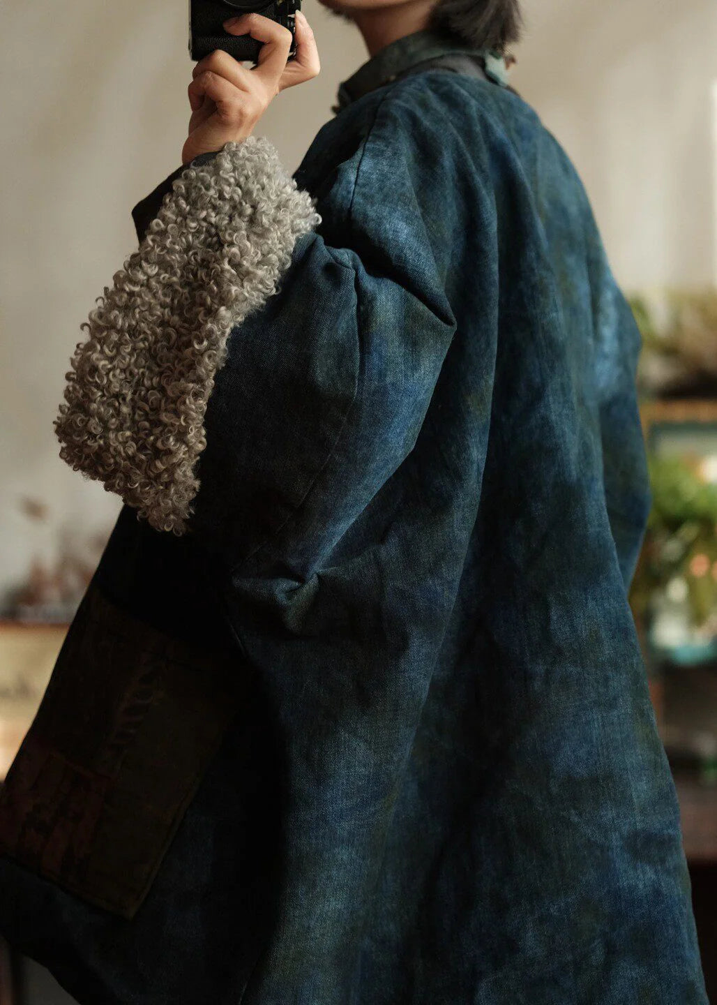 Manteau Femme Vintage Patchwork Col Claudine 4