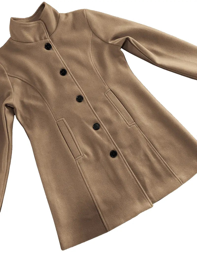 Manteau Femme à Bouton Unique en Tissu Tissé 6