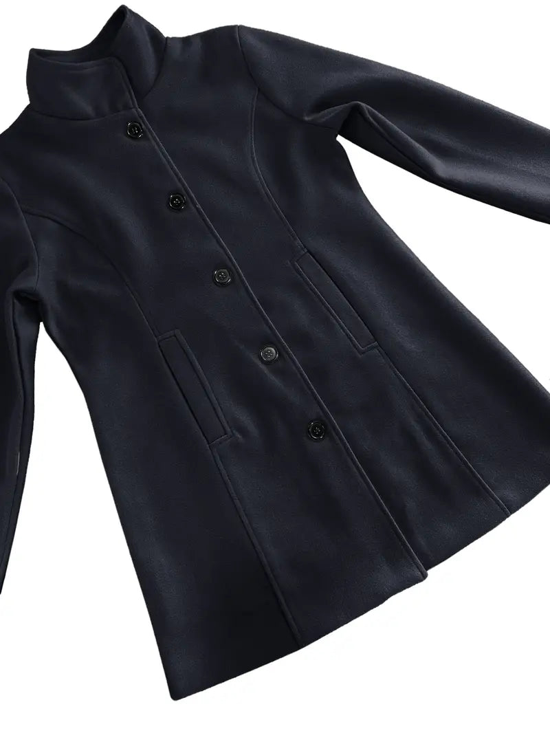 Manteau Femme à Bouton Unique en Tissu Tissé 8