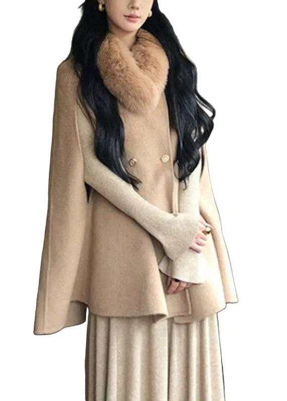 Manteau Femme à Boutons avec Col en Fourrure Style Automnal 1