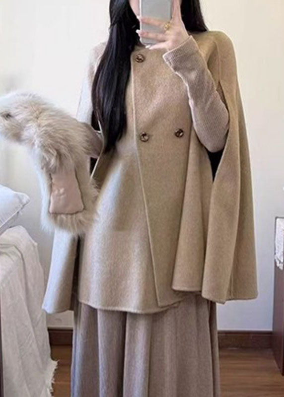 Manteau Femme à Boutons avec Col en Fourrure Style Automnal 3