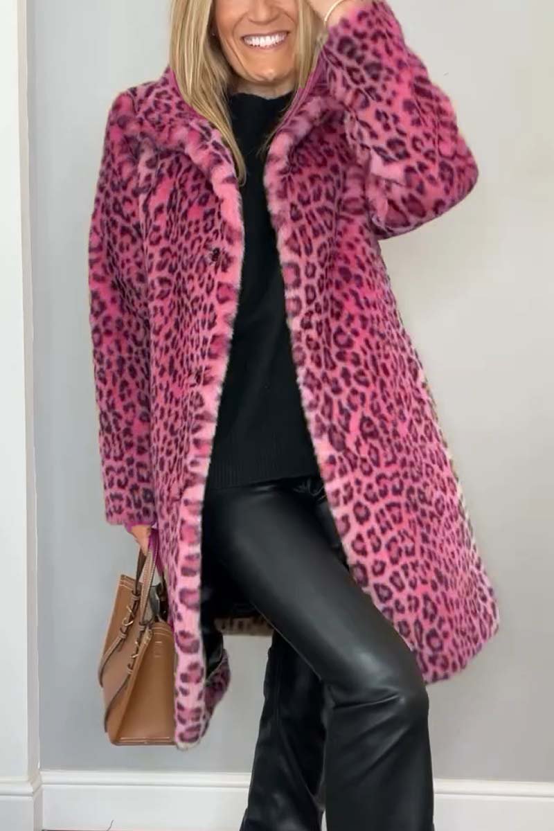 Manteau Hiver Femme Imprimé Léopard Ajusté Tissu Doux 6