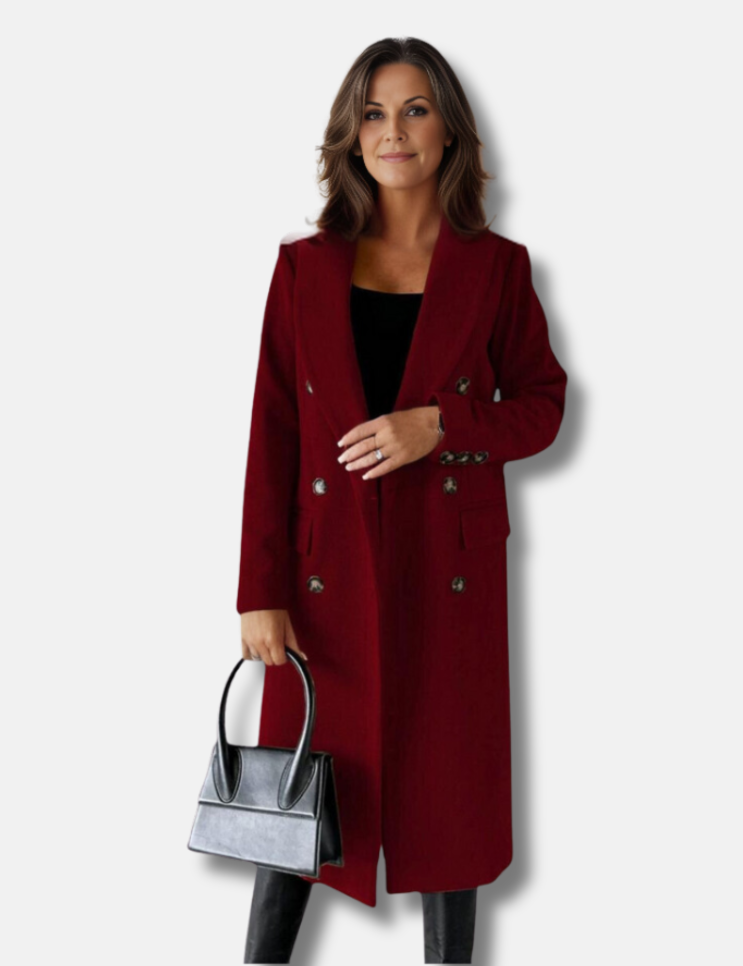 Manteau Hiver Femme Long Chic à Double Boutons 3