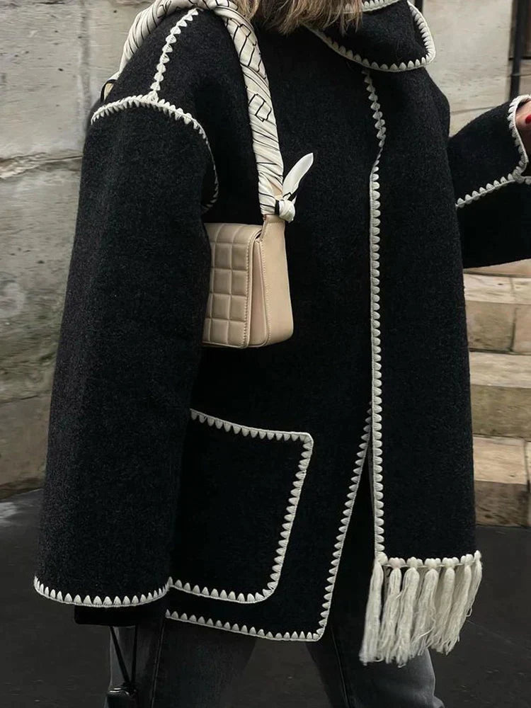 Manteau Hiver Femme Long Chic avec Manches Longues et Poches Pratiques 3