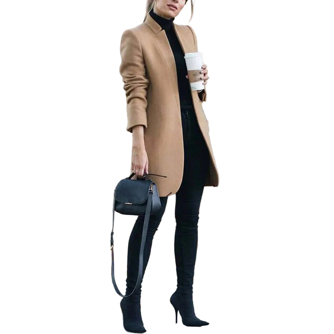 Manteau Hiver Femme Long Classique à Revers 0