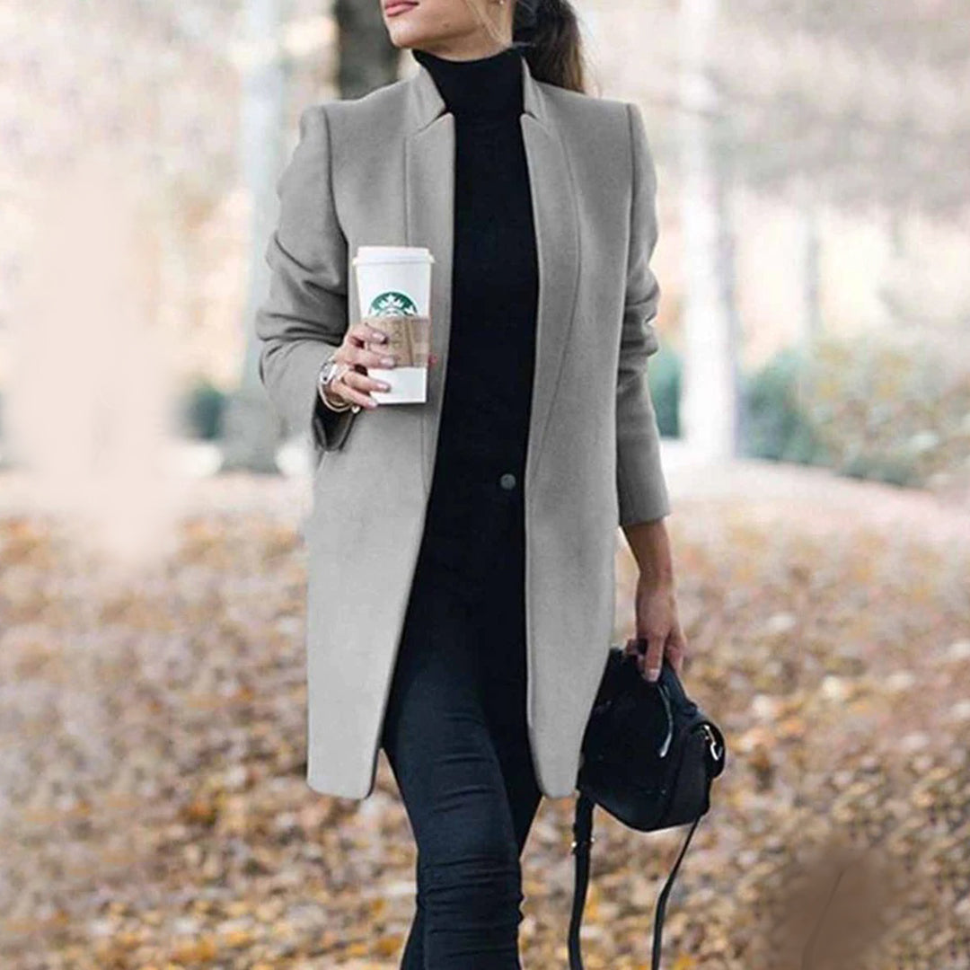 Manteau Hiver Femme Long Classique à Revers 1