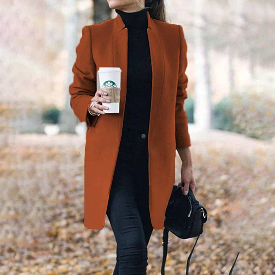 Manteau Hiver Femme Long Classique à Revers 2