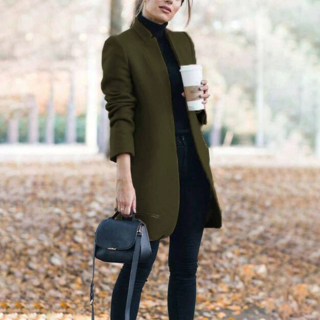 Manteau Hiver Femme Long Classique à Revers 4