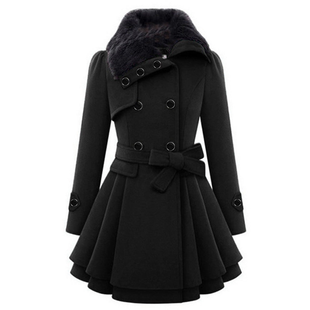 Manteau Hiver Femme Long Col en Fourrure Tissu Doux 6