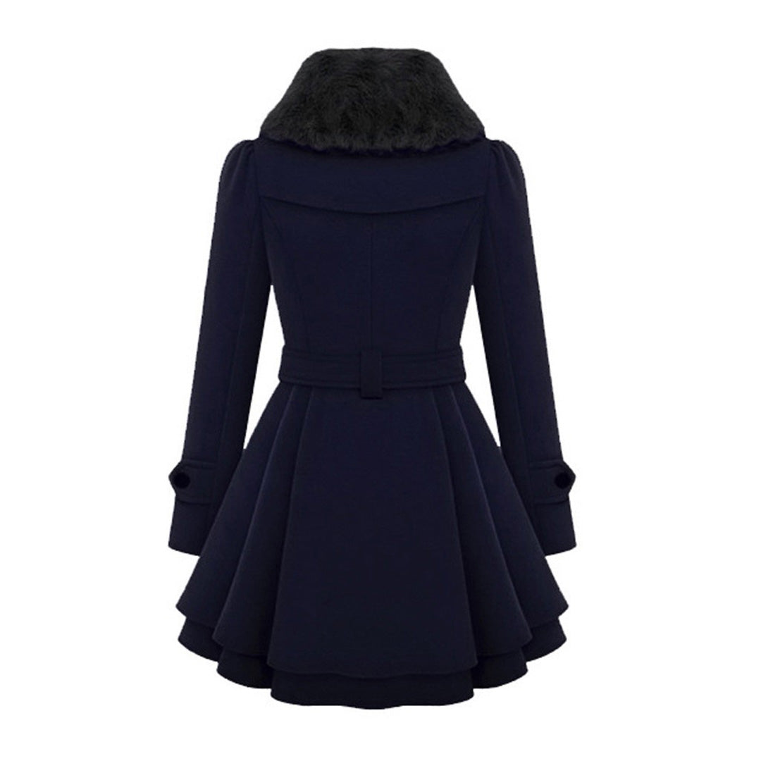 Manteau Hiver Femme Long Col en Fourrure Tissu Doux 8