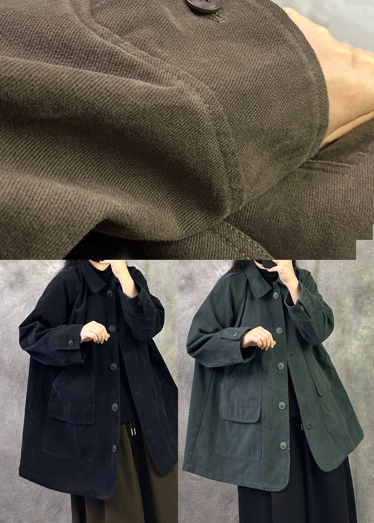 Manteau Hiver Femme Long Patchwork Oversize avec Poches 4