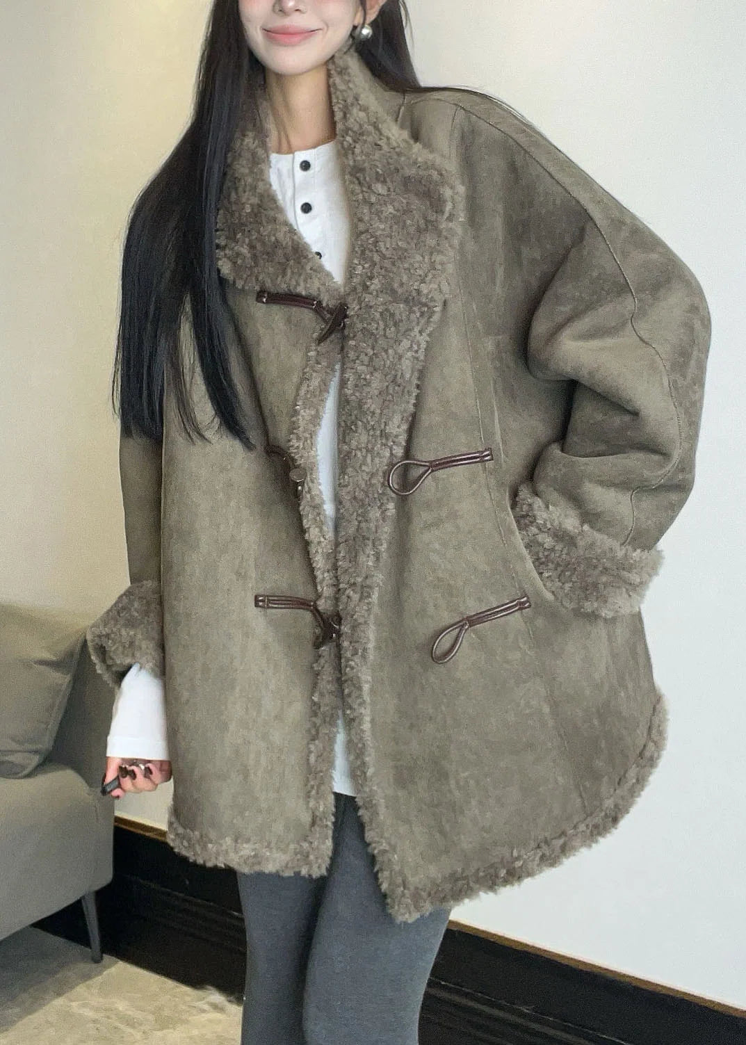 Manteau Hiver Femme Long Style Patchwork Col Montant 4