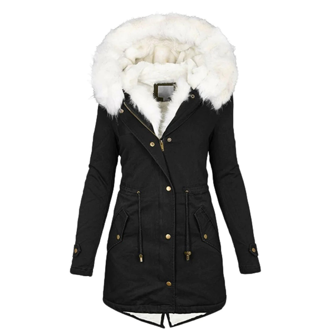 Manteau Hiver Femme Long avec Capuche et Col en Fourrure Résistant aux Intempéries 2