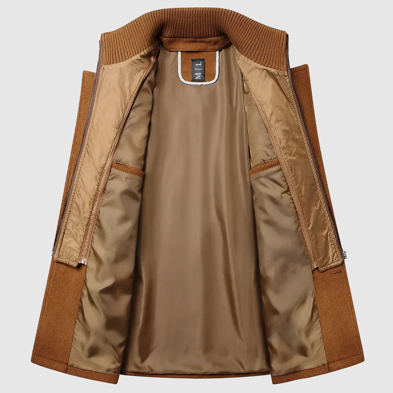 Manteau Homme Hiver Coupe Cintrée avec Devant Boutonné et Poches Pratiques 2