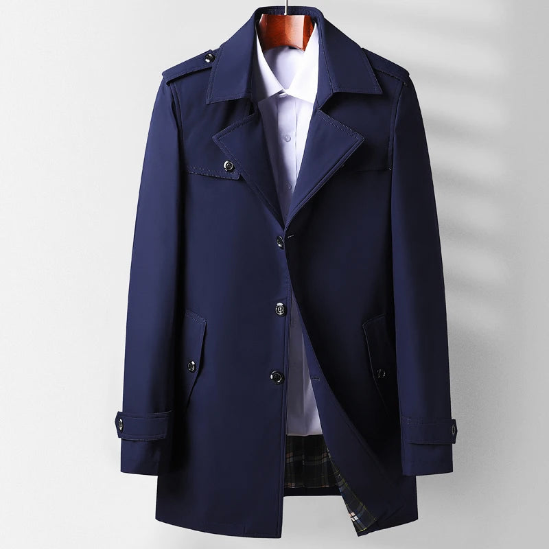 Manteau Homme Trench Classique Mi-Cuisse 2