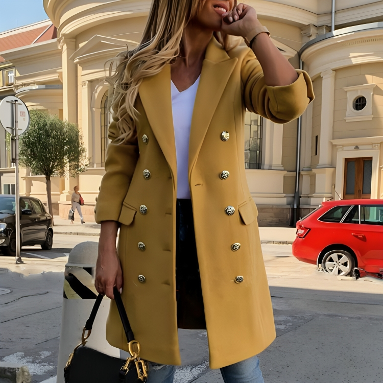 Manteau Long Femme Chic à Double Boutonnage 1