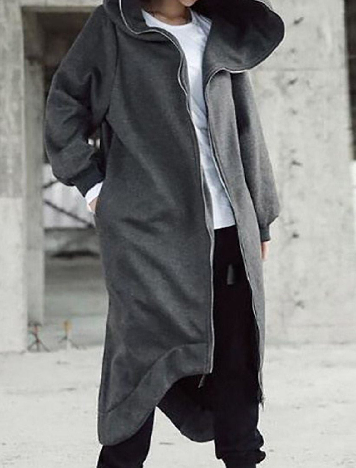 Manteau Long Femme Hiver avec Capuche Style Urbain 1