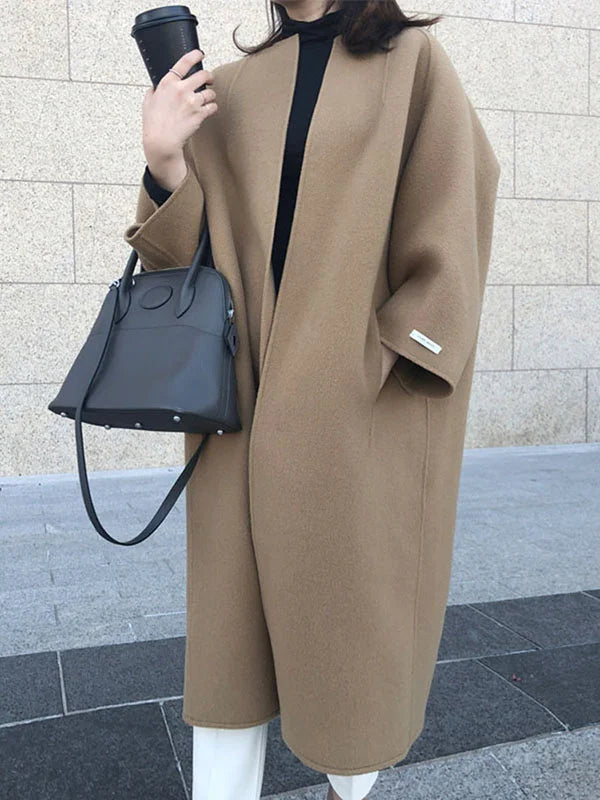 Manteau Long Femme Hiver en Laine Confortable et Moderne 1