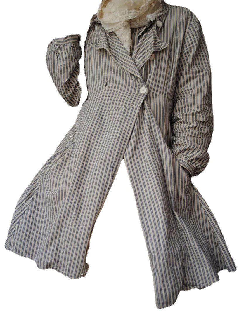 Manteau Long Femme à Rayures Françaises 4