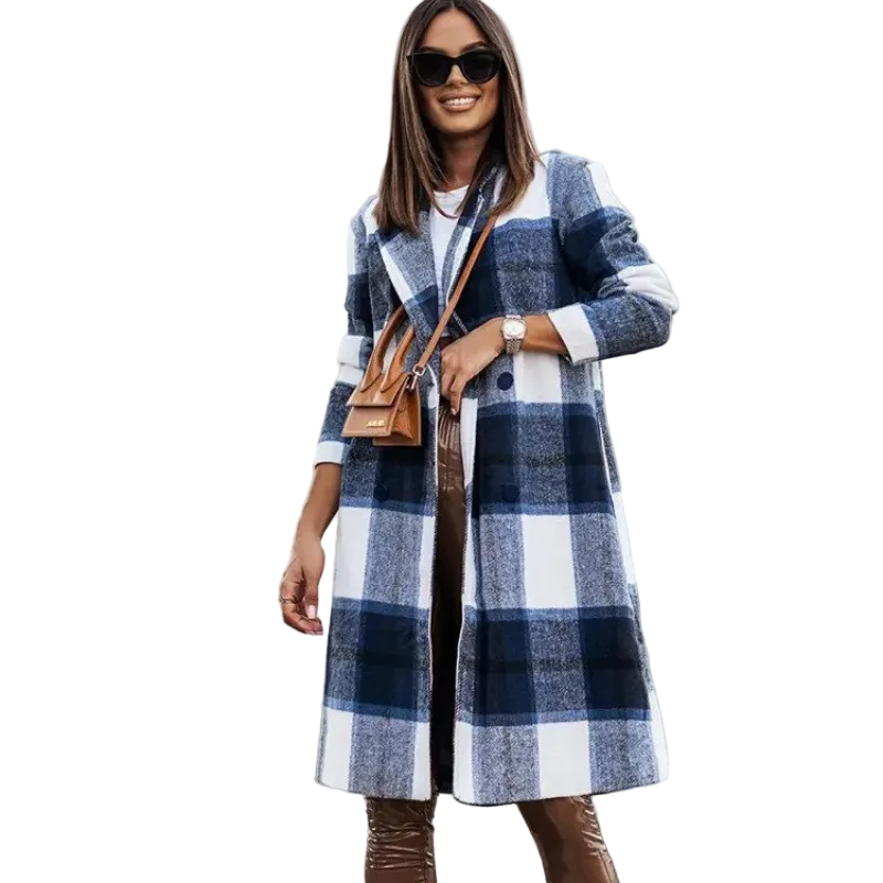 Manteau Long à Carreaux pour Femme 0