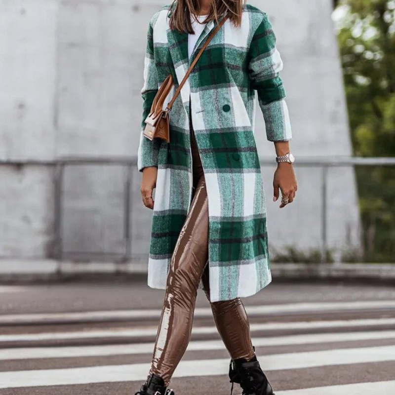 Manteau Long à Carreaux pour Femme 3