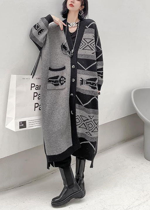Manteau Long pour Femmes à Col en V Asymétrique 1