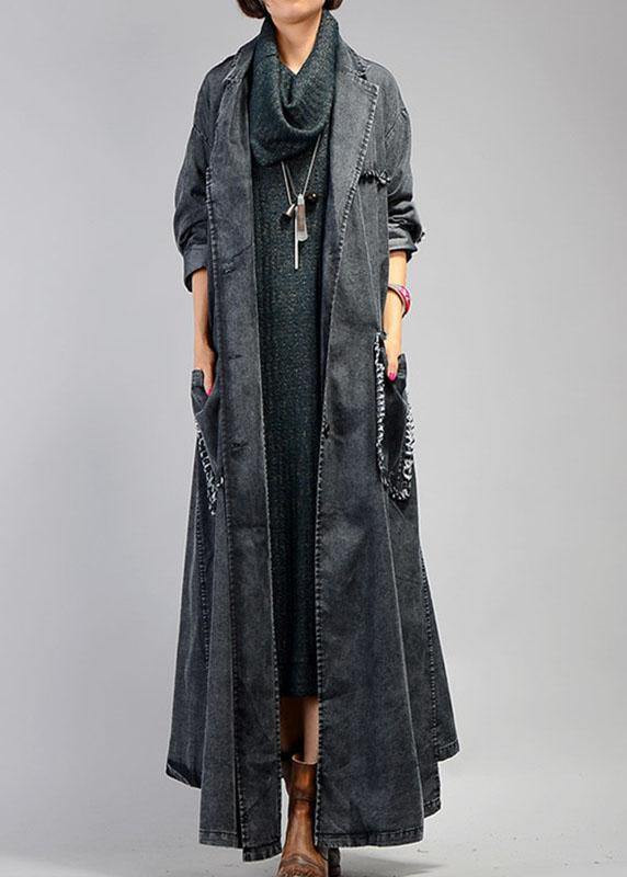 Manteau Maxi Femme Grande Taille Denim Noir 1
