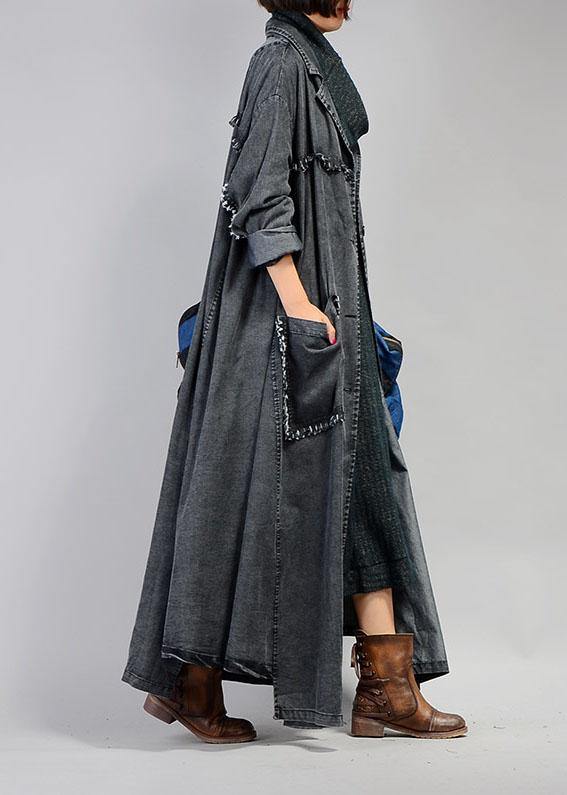 Manteau Maxi Femme Grande Taille Denim Noir 2