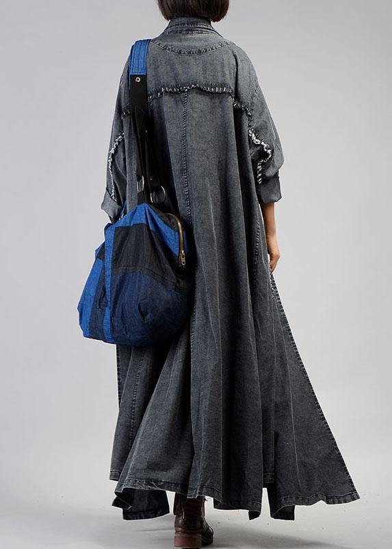 Manteau Maxi Femme Grande Taille Denim Noir 3