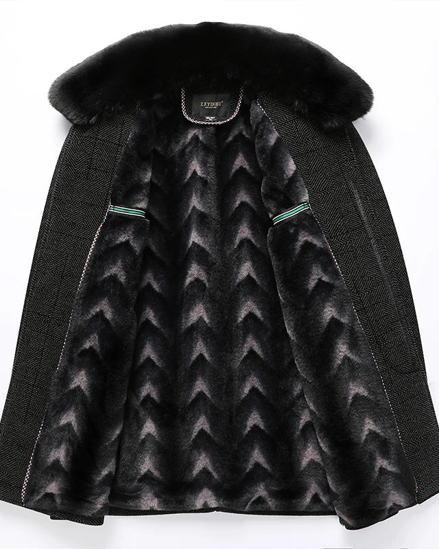 Manteau Mi-Long pour Homme avec Col en Fourrure 2