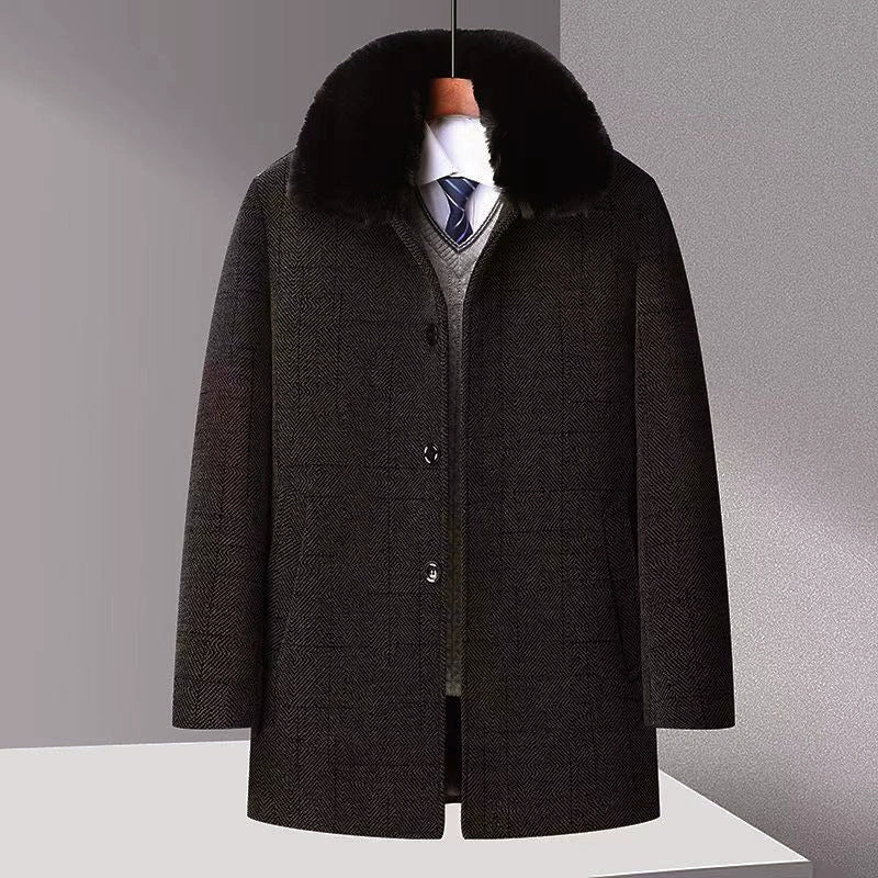 Manteau Mi-Long pour Homme avec Col en Fourrure 5