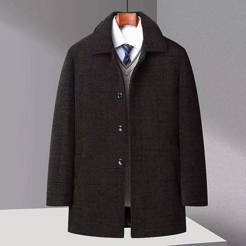Manteau Mi-Long pour Homme avec Col en Fourrure 6