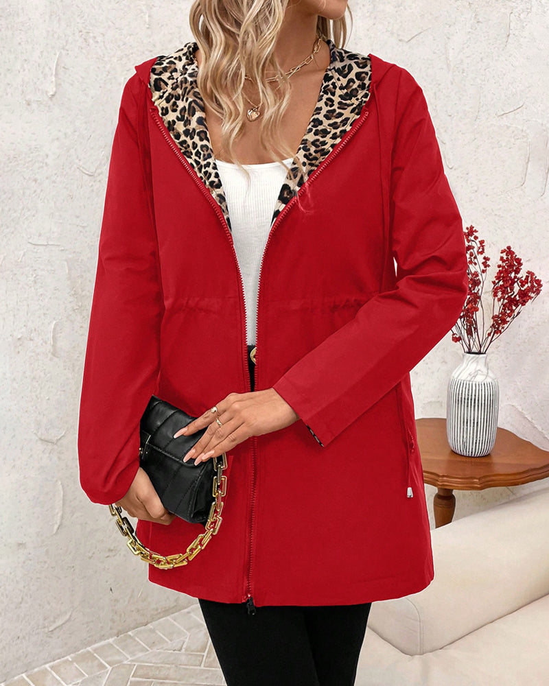 Manteau Réversible Femme Imprimé Léopard et Neutre 8