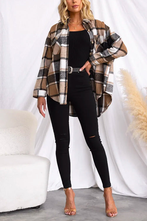 Manteau Shacket à Carreaux pour Femmes 1