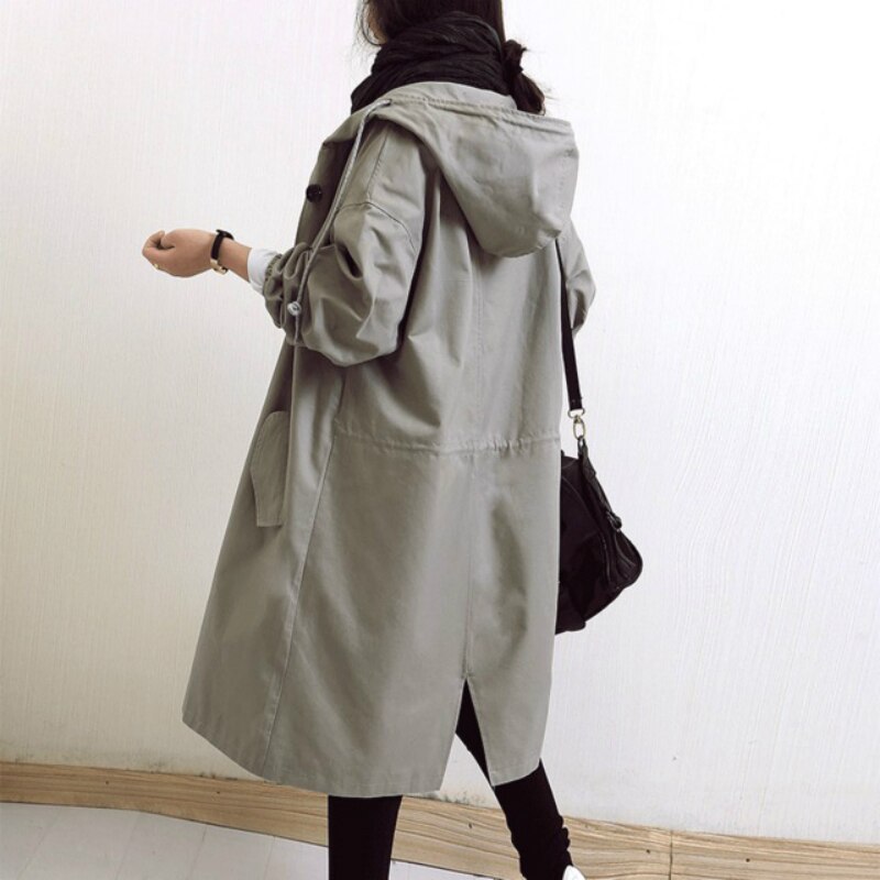 Manteau Trench Imperméable Femme Long Mi-Mollet Avec Capuche 5