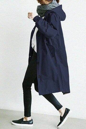 Manteau Trench Imperméable Femme Long Mi-Mollet Avec Capuche 6