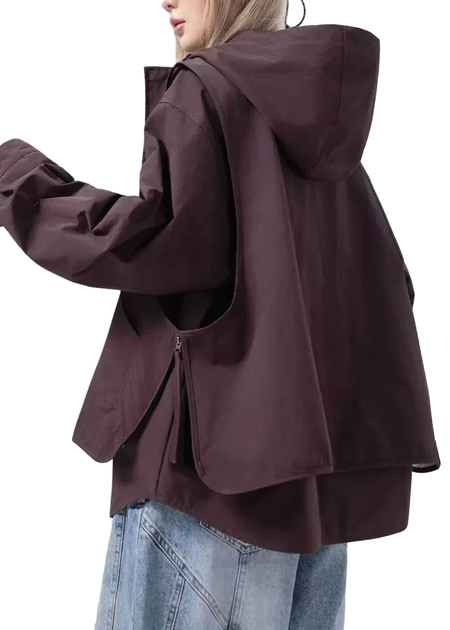 Manteau Trench Oversize Femme Style Patchwork Automnal 0