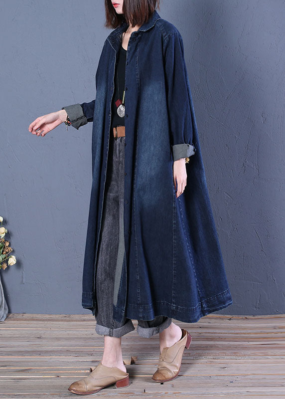 Manteau Trench en Denim à Col Claudine pour Femme 3