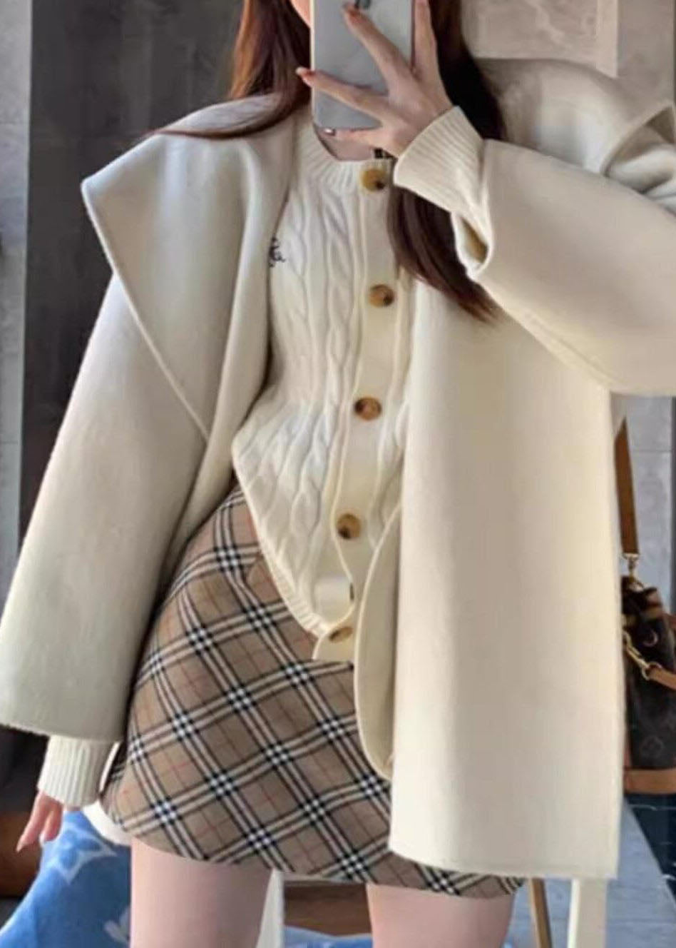 Manteau à capuche patchwork ample pour femme automnal 1