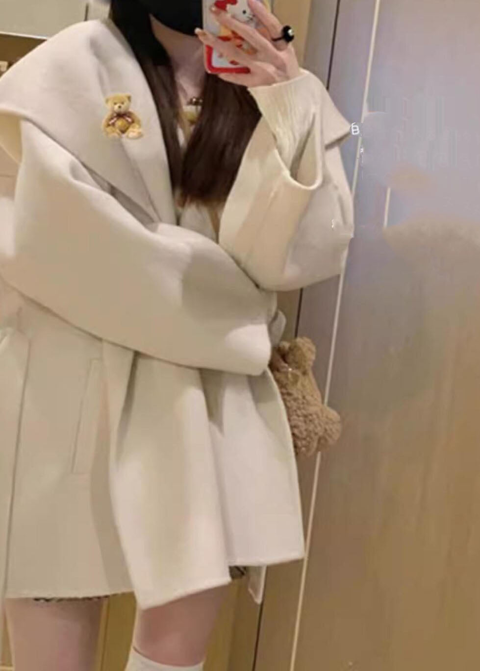 Manteau à capuche patchwork ample pour femme automnal 4
