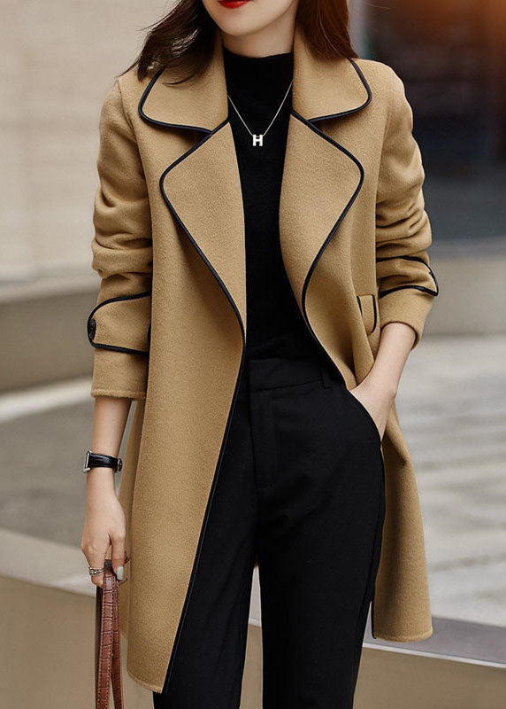 Manteau d'Automne Noir à Poches et Patchwork 1