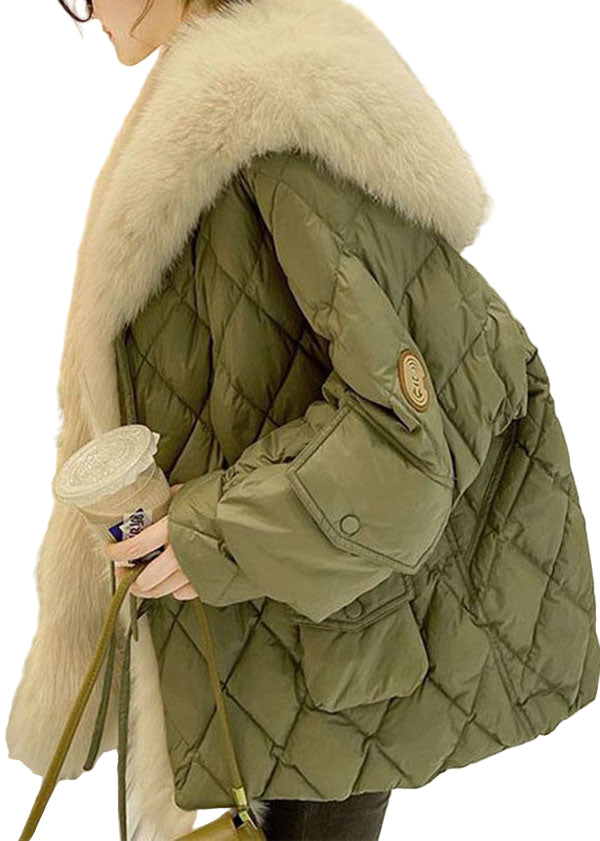Manteau d'Hiver Femme Oversized en Duvet avec Col en Fourrure 0